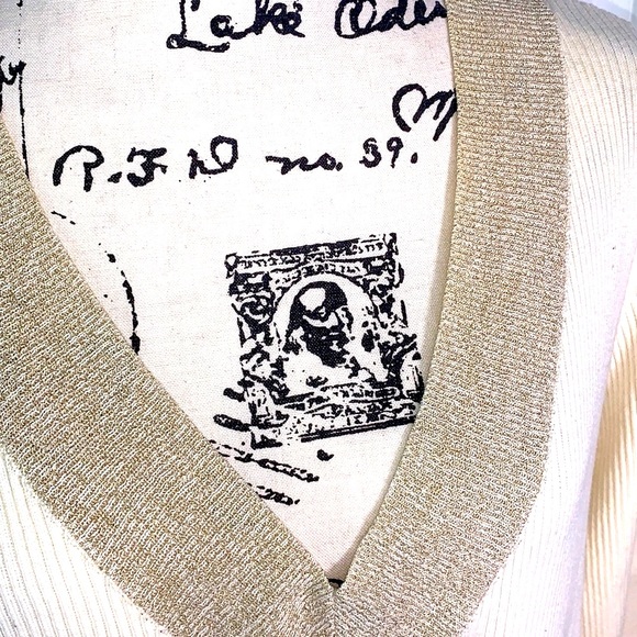 Liz Claiborne V-Neck Striped-Trim Sweater - Picture 9 of 9